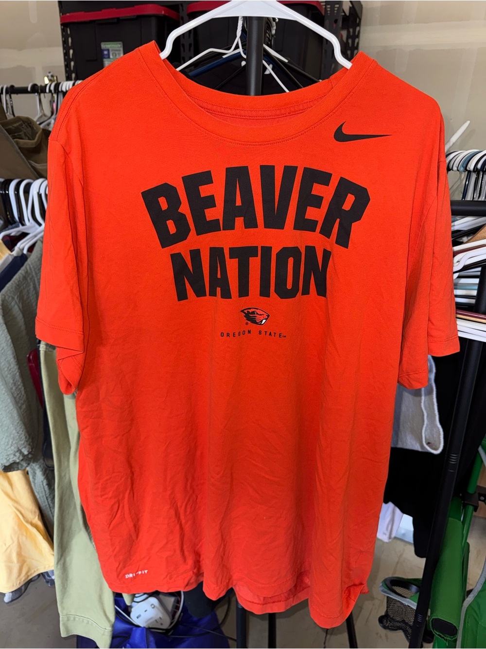 Nike Men’s Orange Beaver Nation Short-Sleeve Tee with Black Graphic